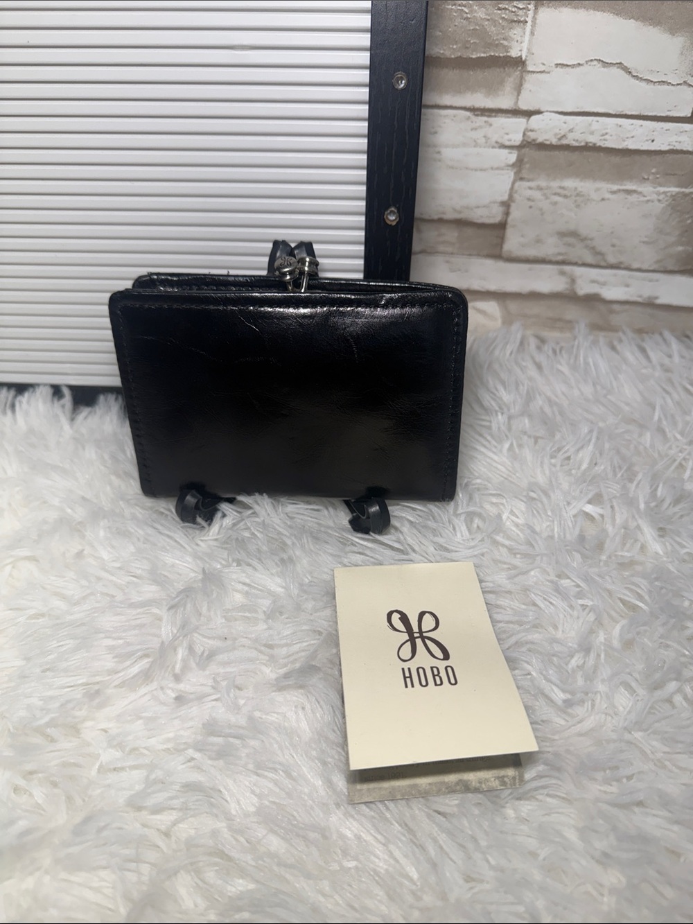 HOBO Black Leather Small Women's Wallet with Kiss Lock